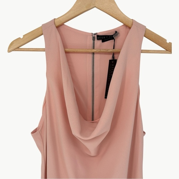 NWT Alice + Olivia Harmony Cowl Neck Racer Back Mini Dress | Sz 8 | Blush Pink - Picture 11 of 14